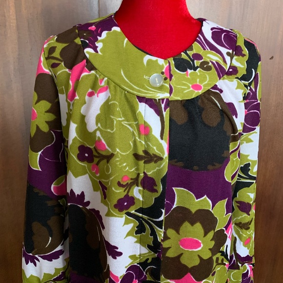 Vintage 70s Flower 🌸 Power Dress/Tunic/Duster/Housecoat M - Picture 4 of 8